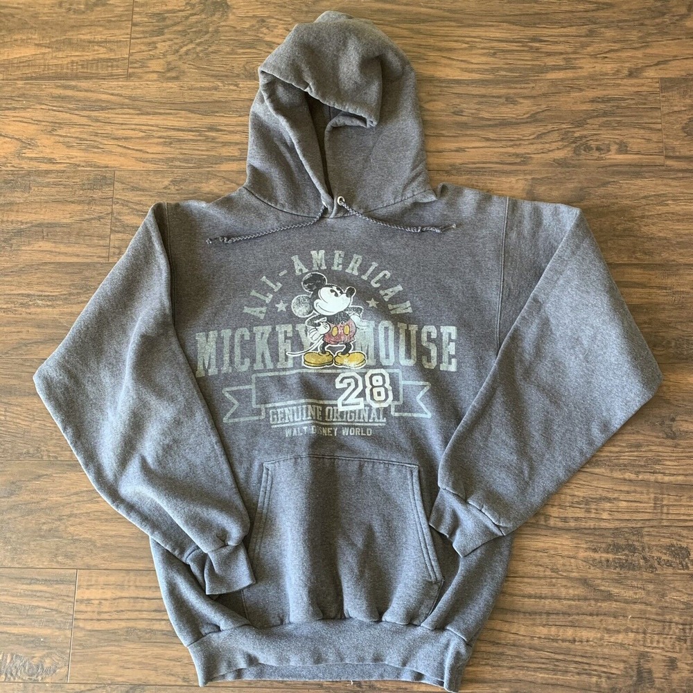 Mickey Mouse Walt Disney Sweatshirt Women's Small Hanes Hoodie All American Gray